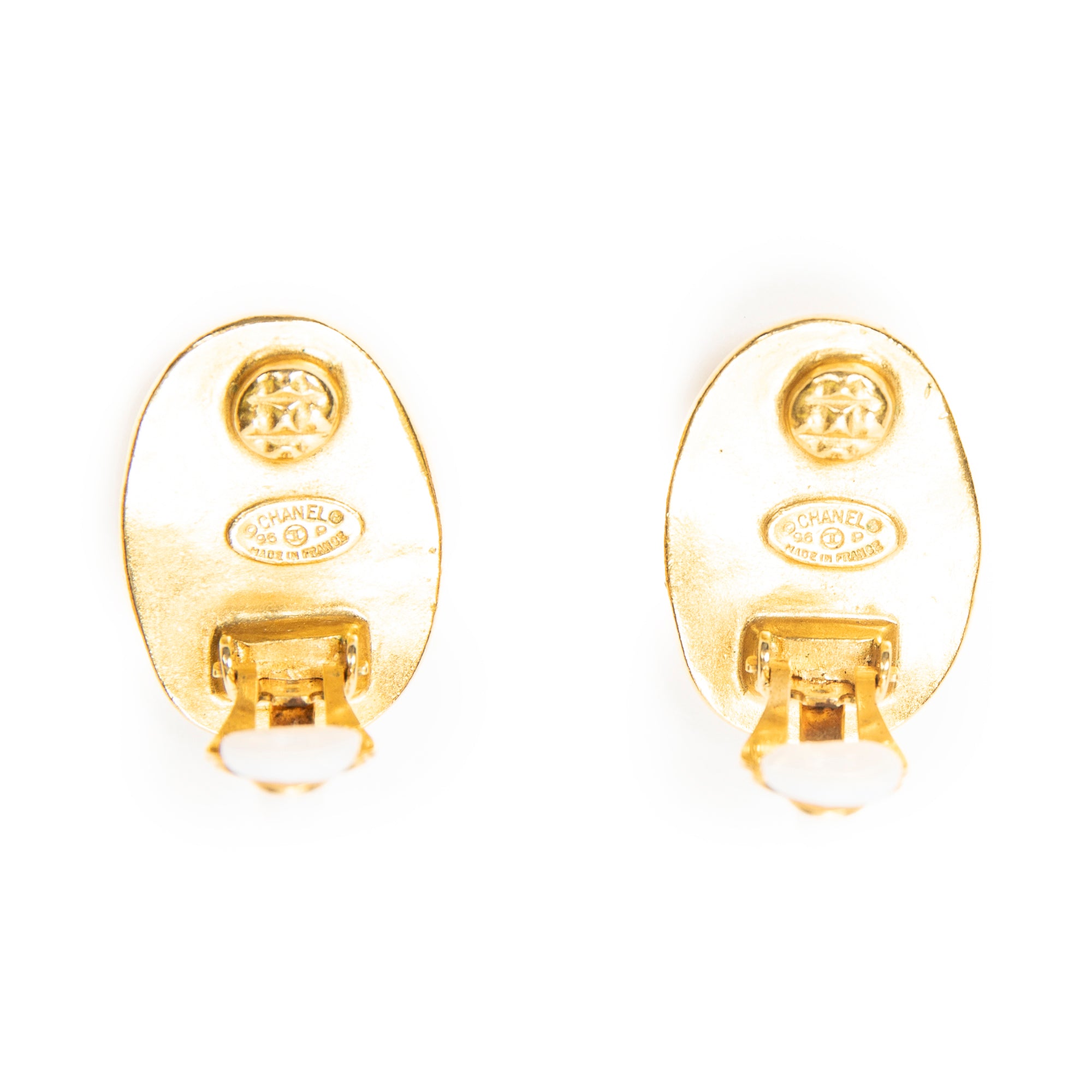 Earrings CC Oval Clip On Earrings Gold Gold Plated