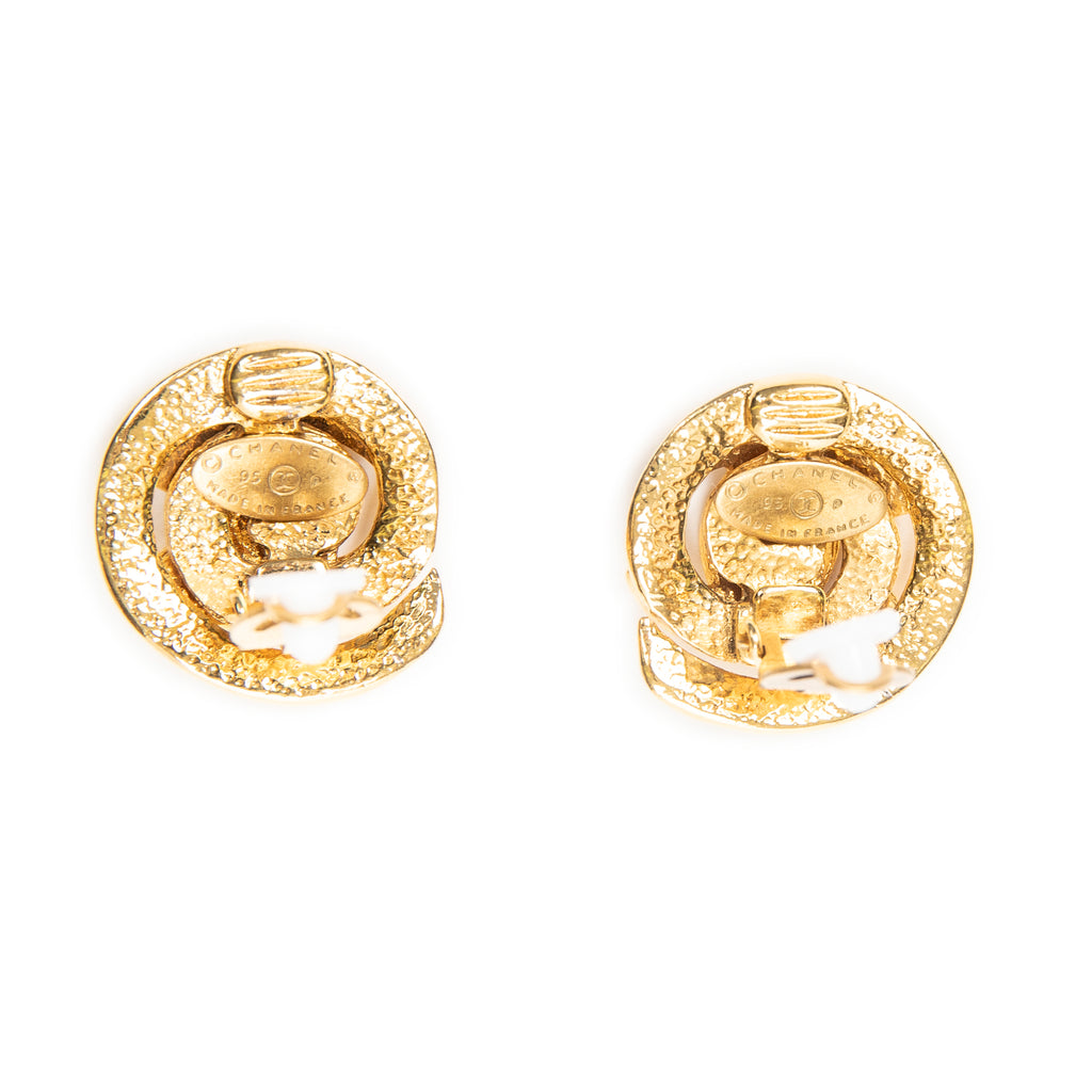 Earrings CC Round Clip On Earrings Gold Gold Plated