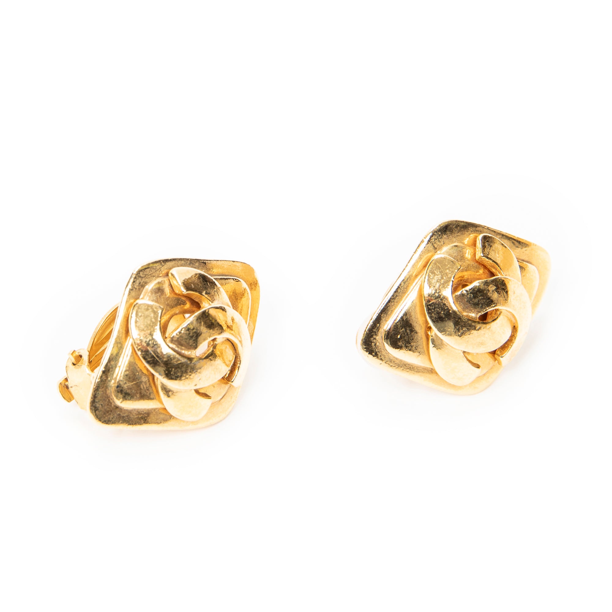 Earrings CC Diamond-shaped Clip On Earrings Gold Gold Plated