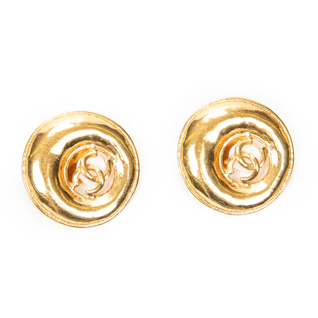Earrings CC Round Clip On Earrings Gold Gold Plated