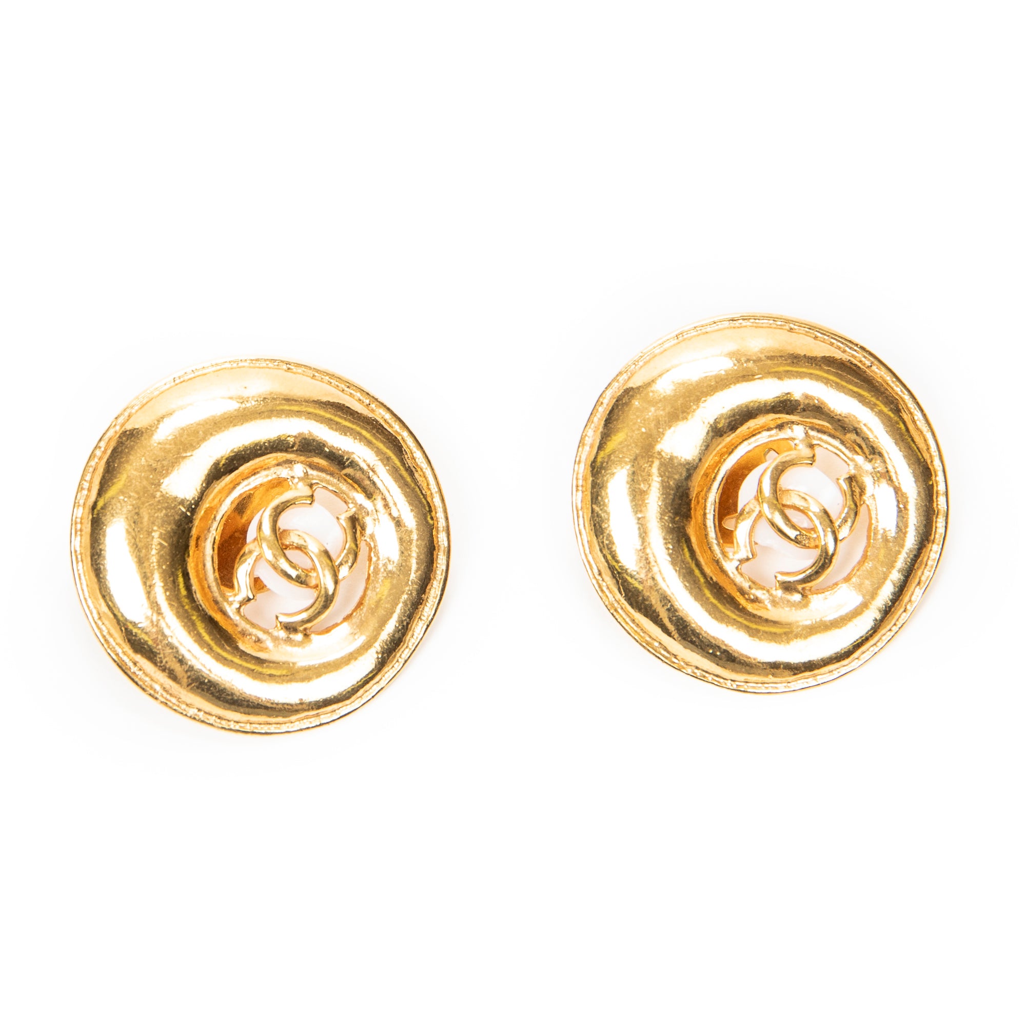 Earrings CC Round Clip On Earrings Gold Gold Plated