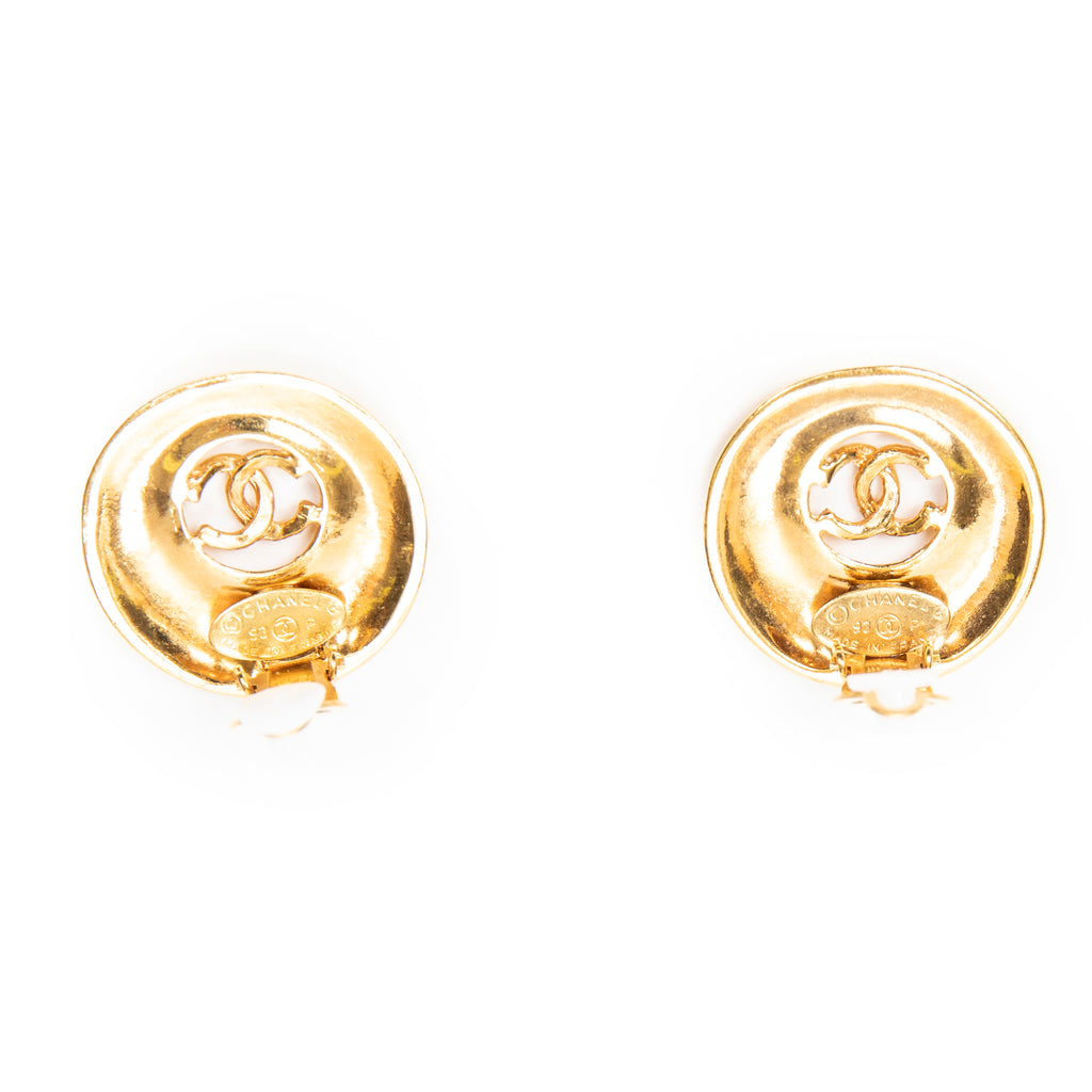Earrings CC Round Clip On Earrings Gold Gold Plated