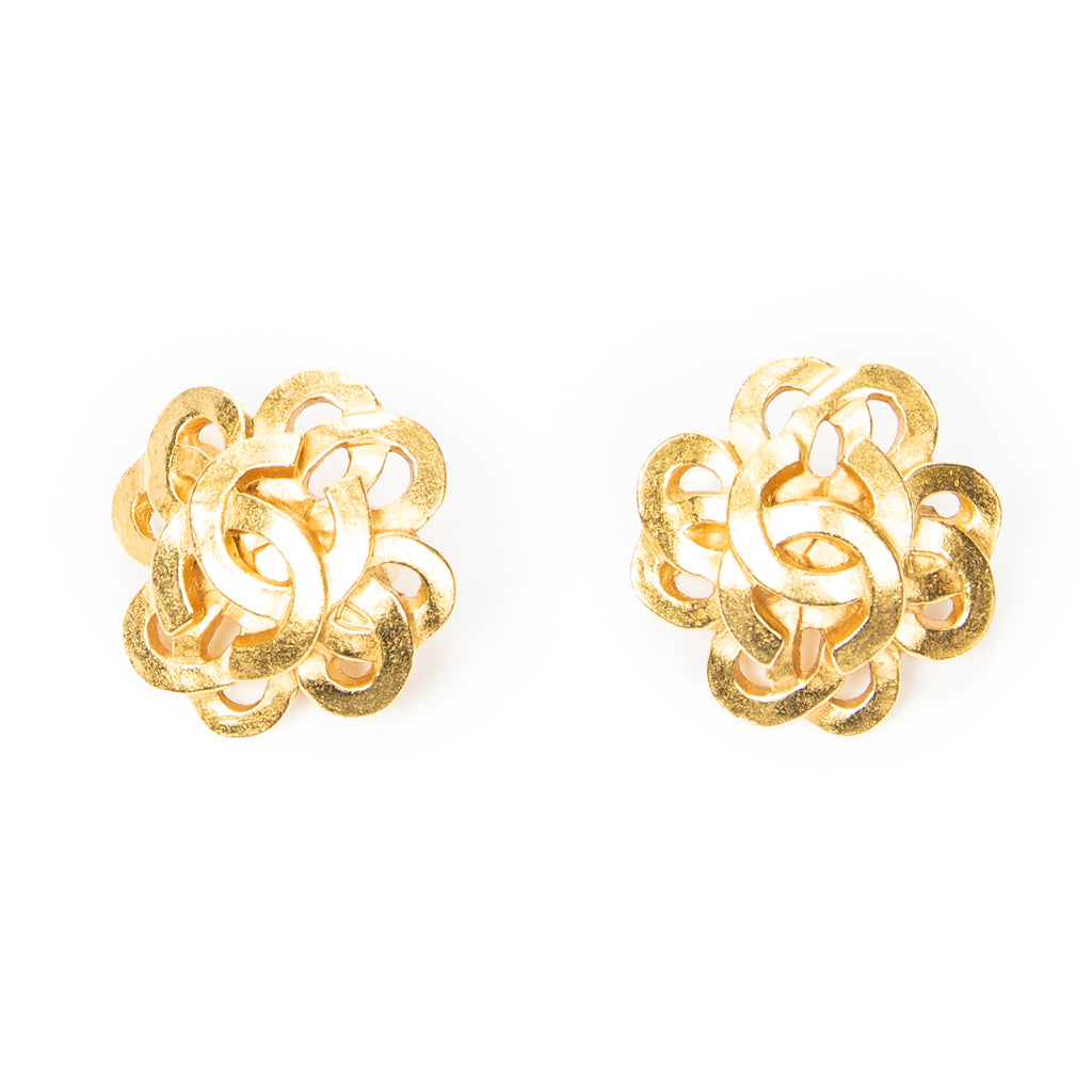 Earrings CC Twisted Flower Clip On Earrings Gold Gold Plated