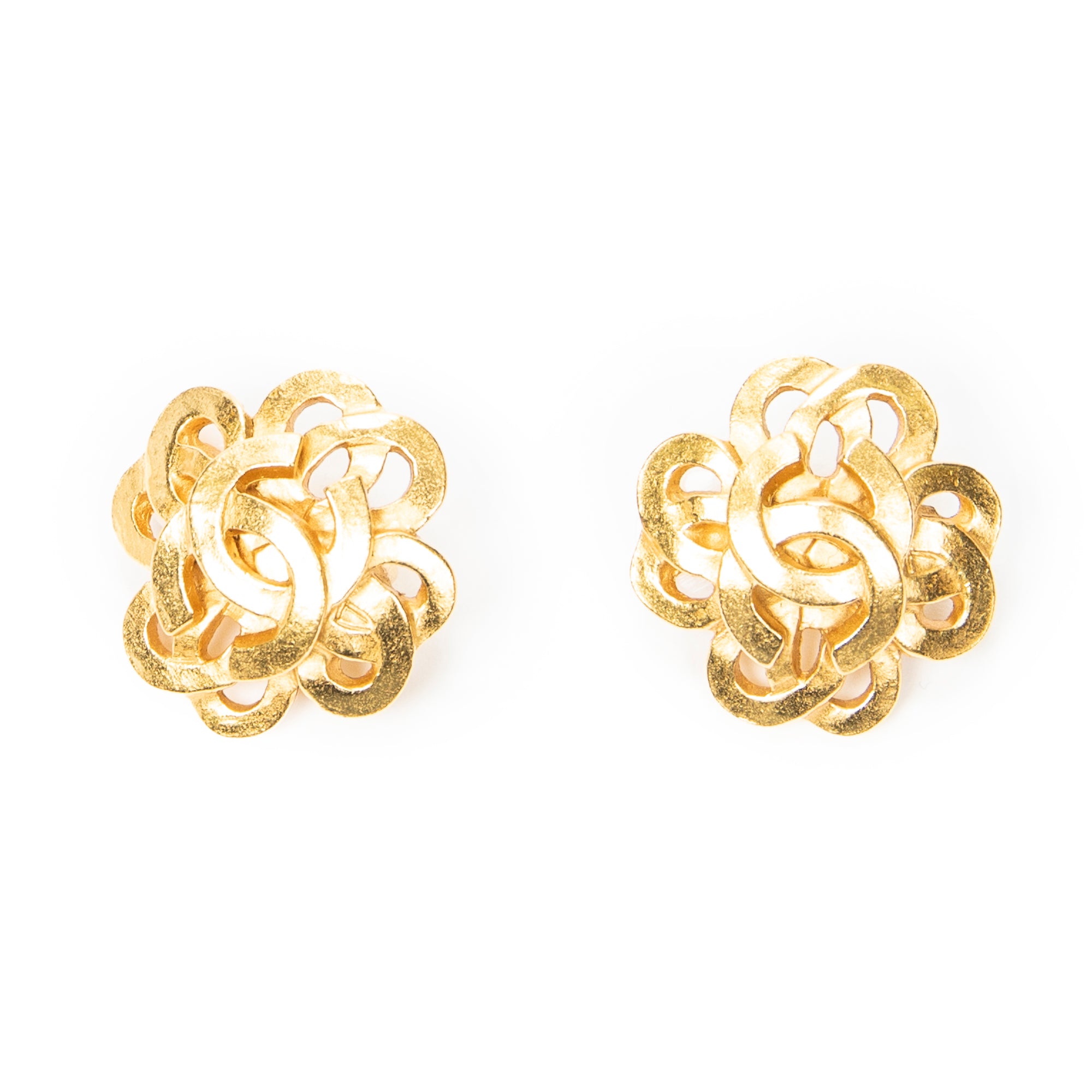 Earrings CC Twisted Flower Clip On Earrings Gold Gold Plated