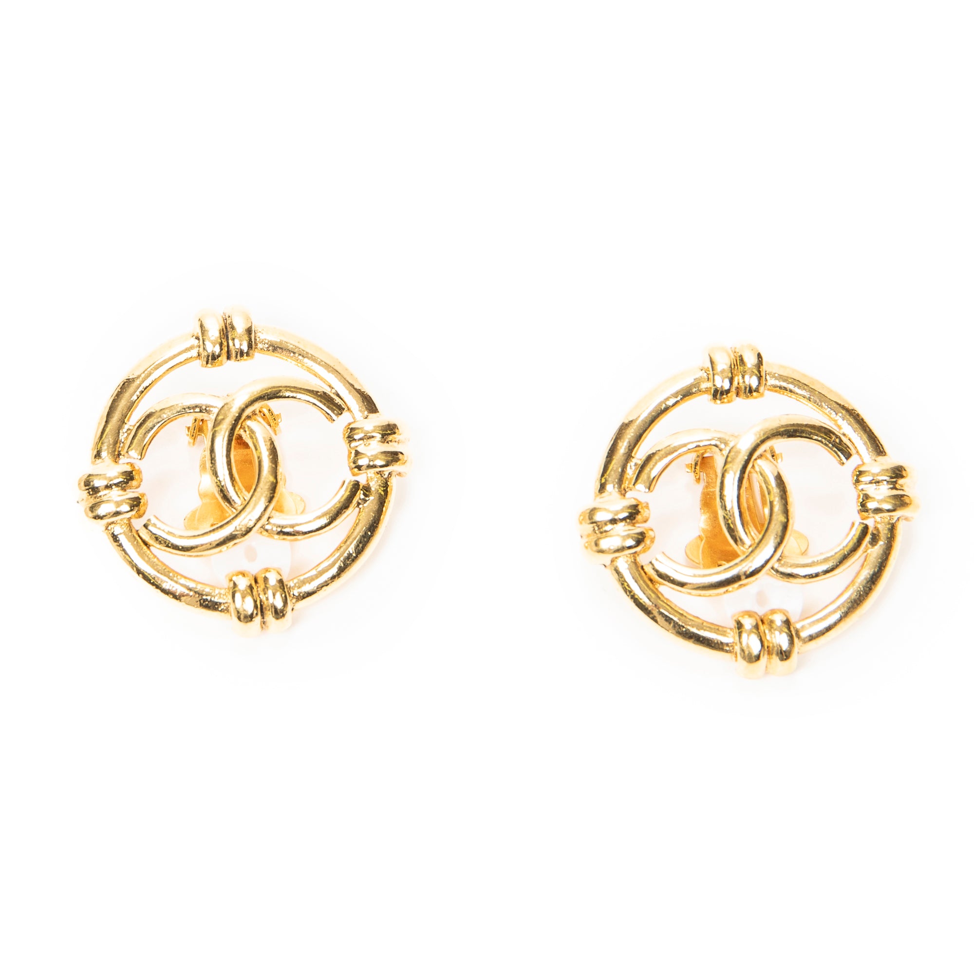 Earrings CC Round Clip On Earrings Gold Gold Plated
