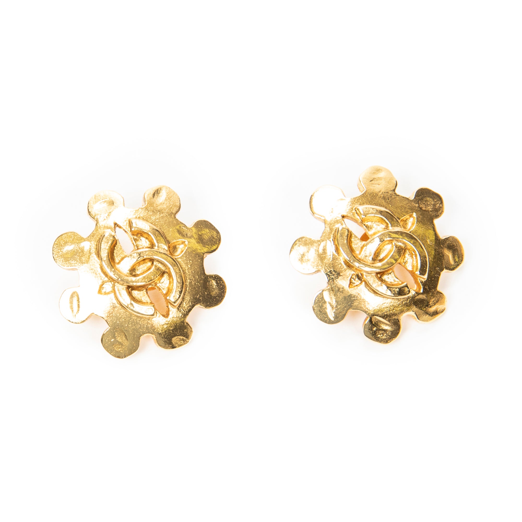 Earrings CC Floral Clip On Earrings Gold Gold Plated