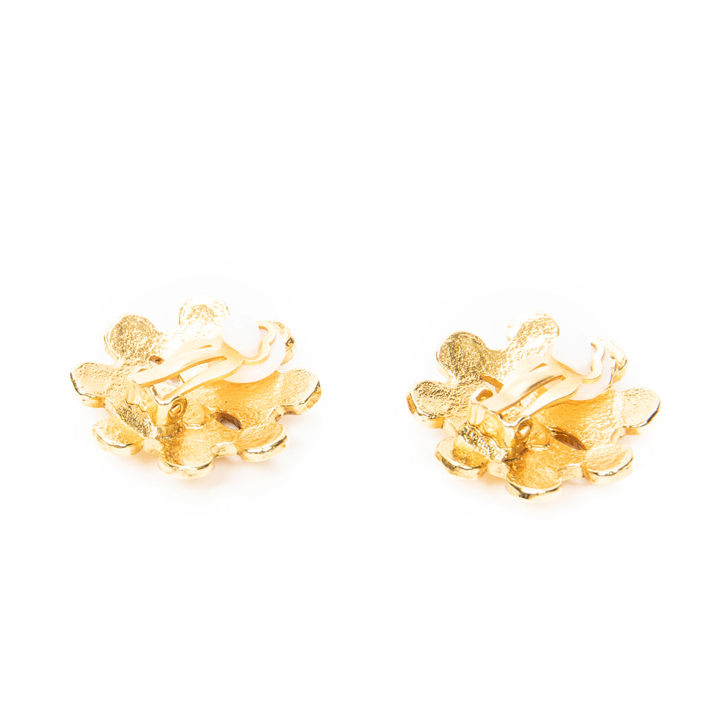 Earrings CC Floral Clip On Earrings Gold Gold Plated