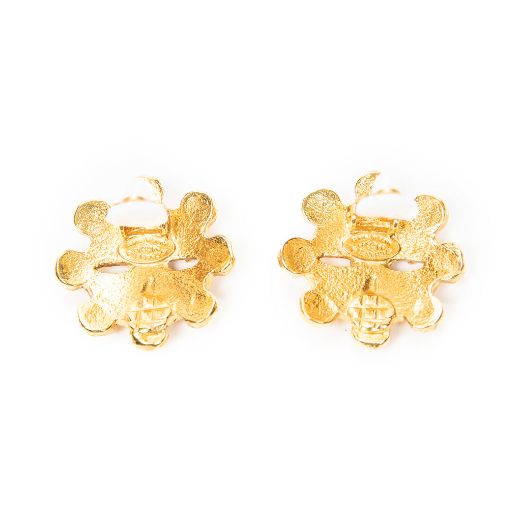 Earrings CC Floral Clip On Earrings Gold Gold Plated
