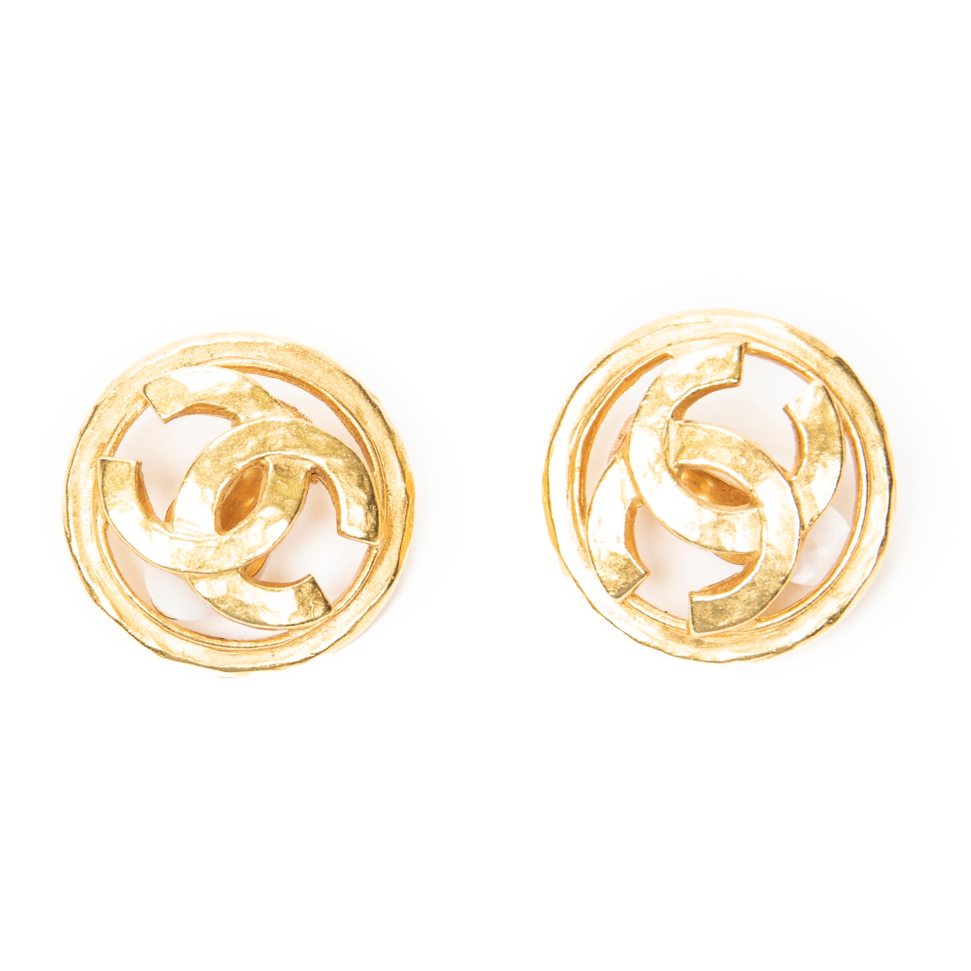 Earrings CC Round Clip On Earrings Gold Gold Plated