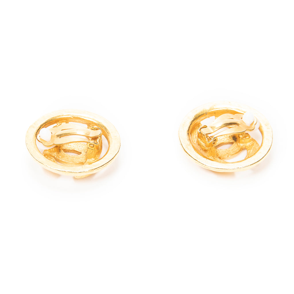 Earrings CC Round Clip On Earrings Gold Gold Plated