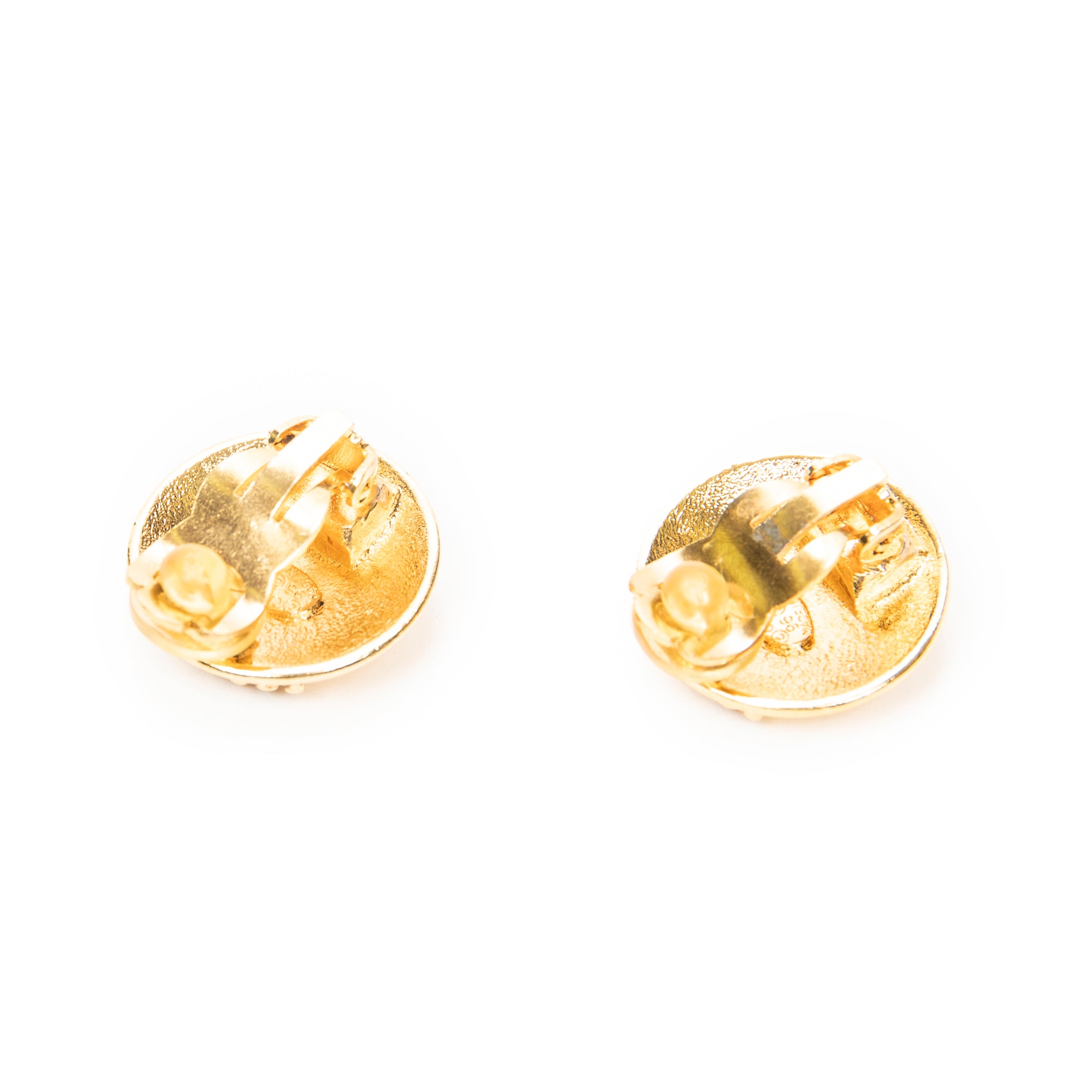 Earrings CC Crown Round Clip On Earrings Gold Gold Plated
