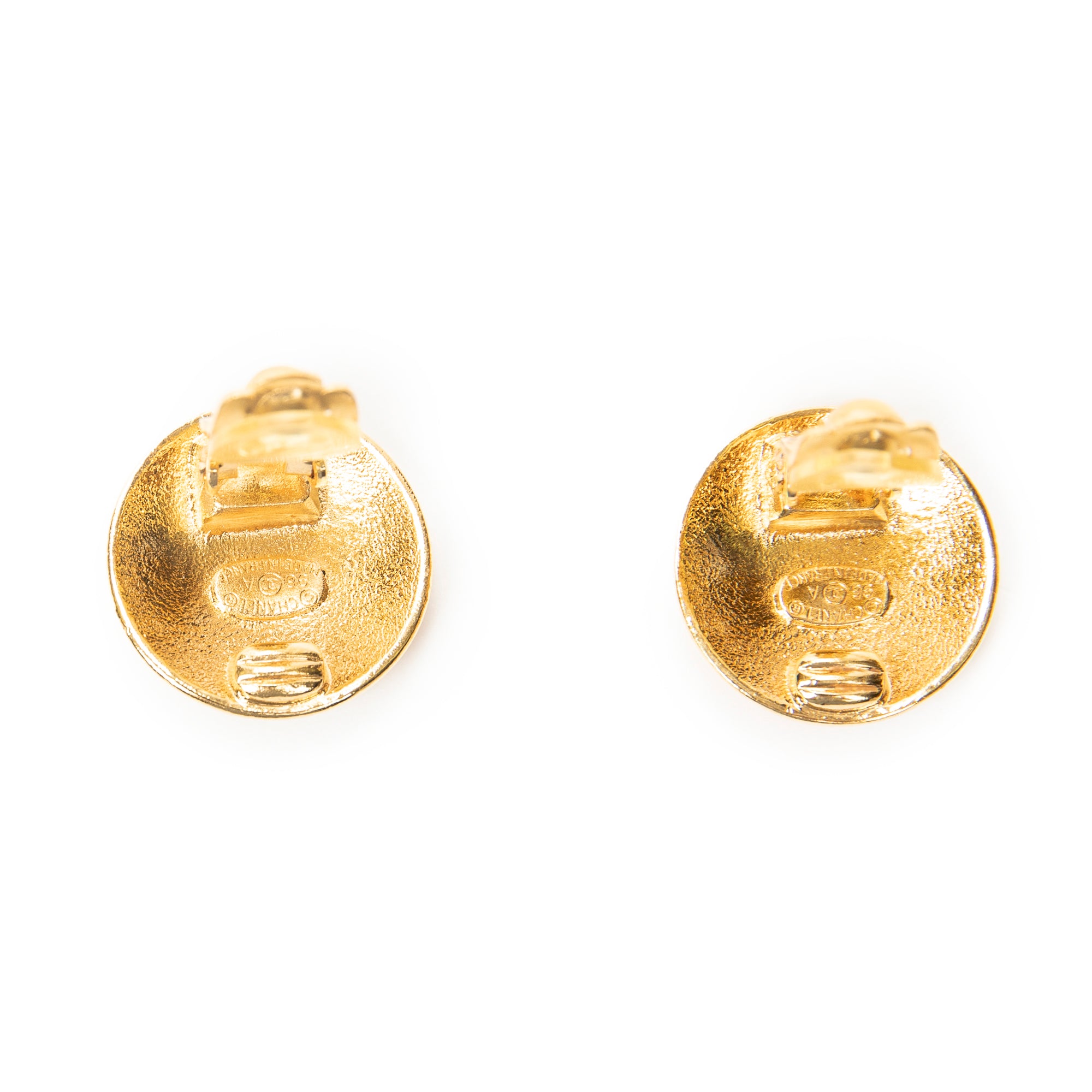 Earrings CC Crown Round Clip On Earrings Gold Gold Plated
