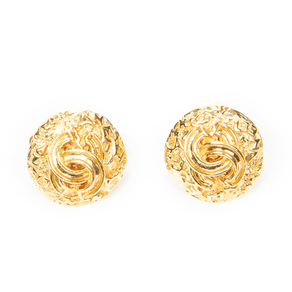 Earrings CC Round Clip On Earrings Gold Gold Plated