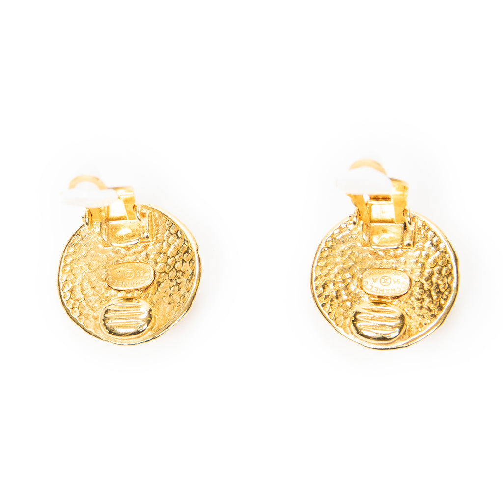 Earrings CC Round Clip On Earrings Gold Gold Plated