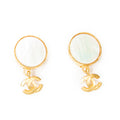 Earrings CC Mother of Pearl Dangle Clip On Earrings Gold Gold Plated