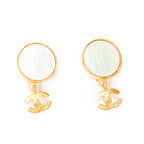 Earrings CC Mother of Pearl Dangle Clip On Earrings Gold Gold Plated