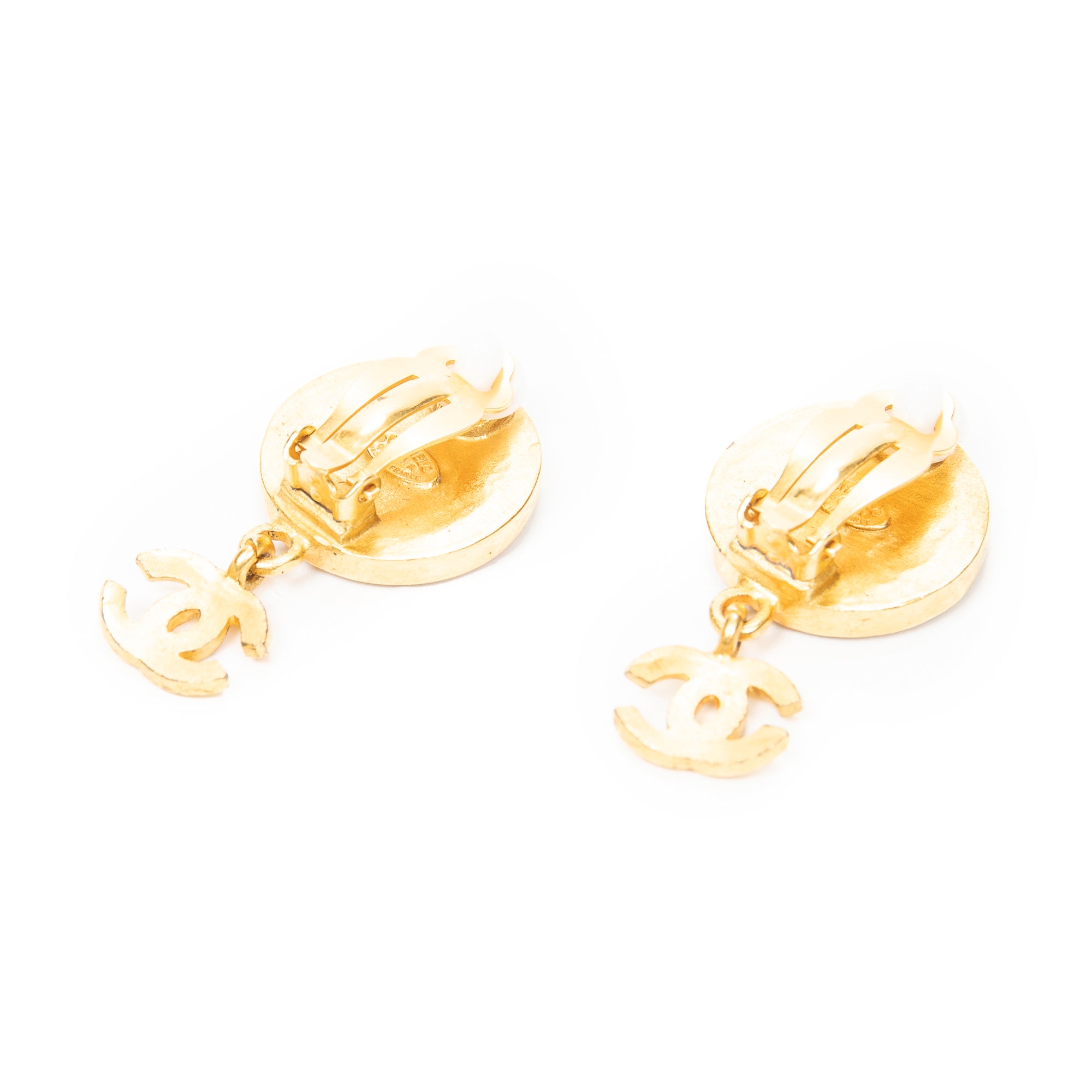 Earrings CC Mother of Pearl Dangle Clip On Earrings Gold Gold Plated