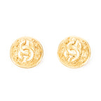 Earrings CC Round Clip On Earrings Gold Gold Plated