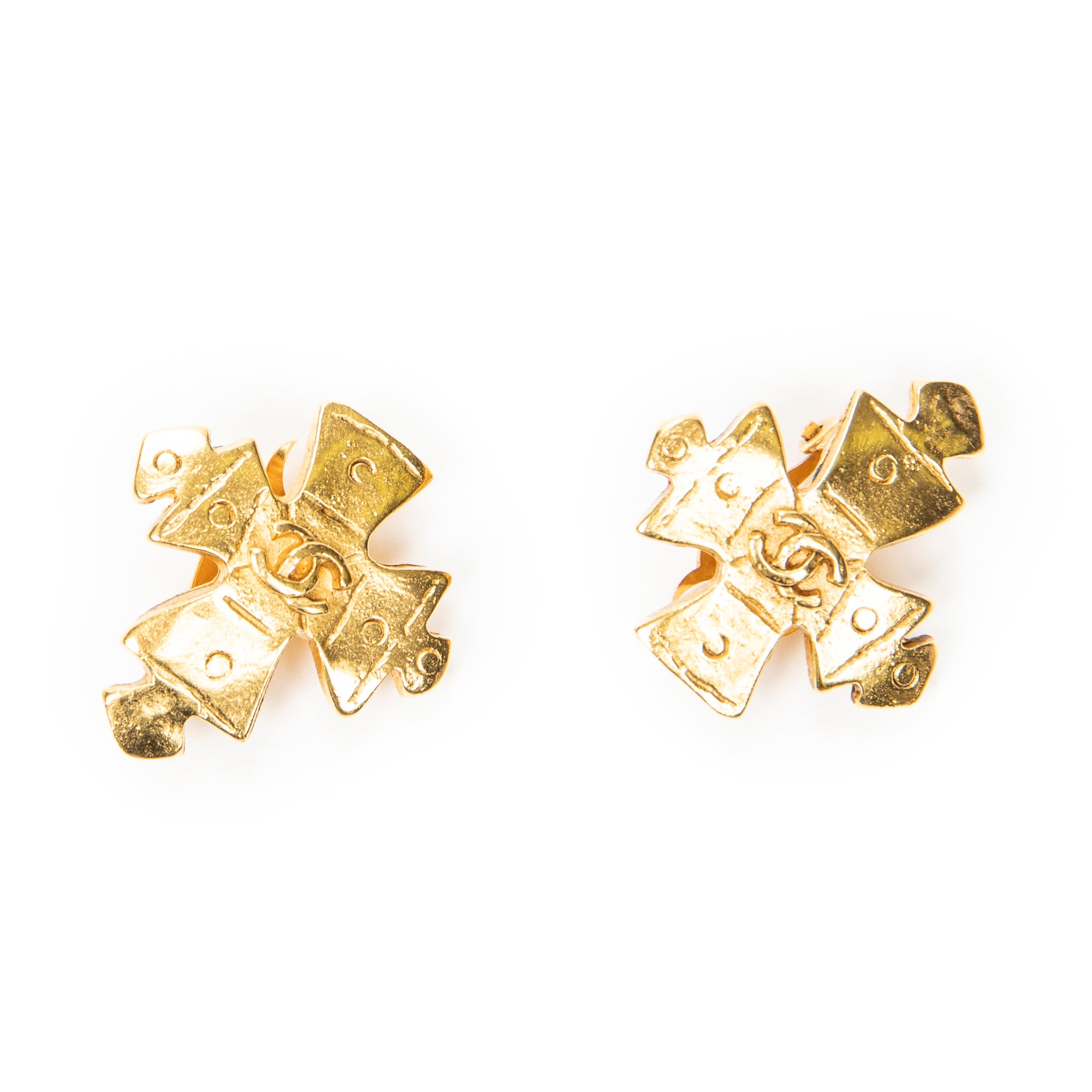Earrings CC Cross Clip On Earrings Gold Gold Plated