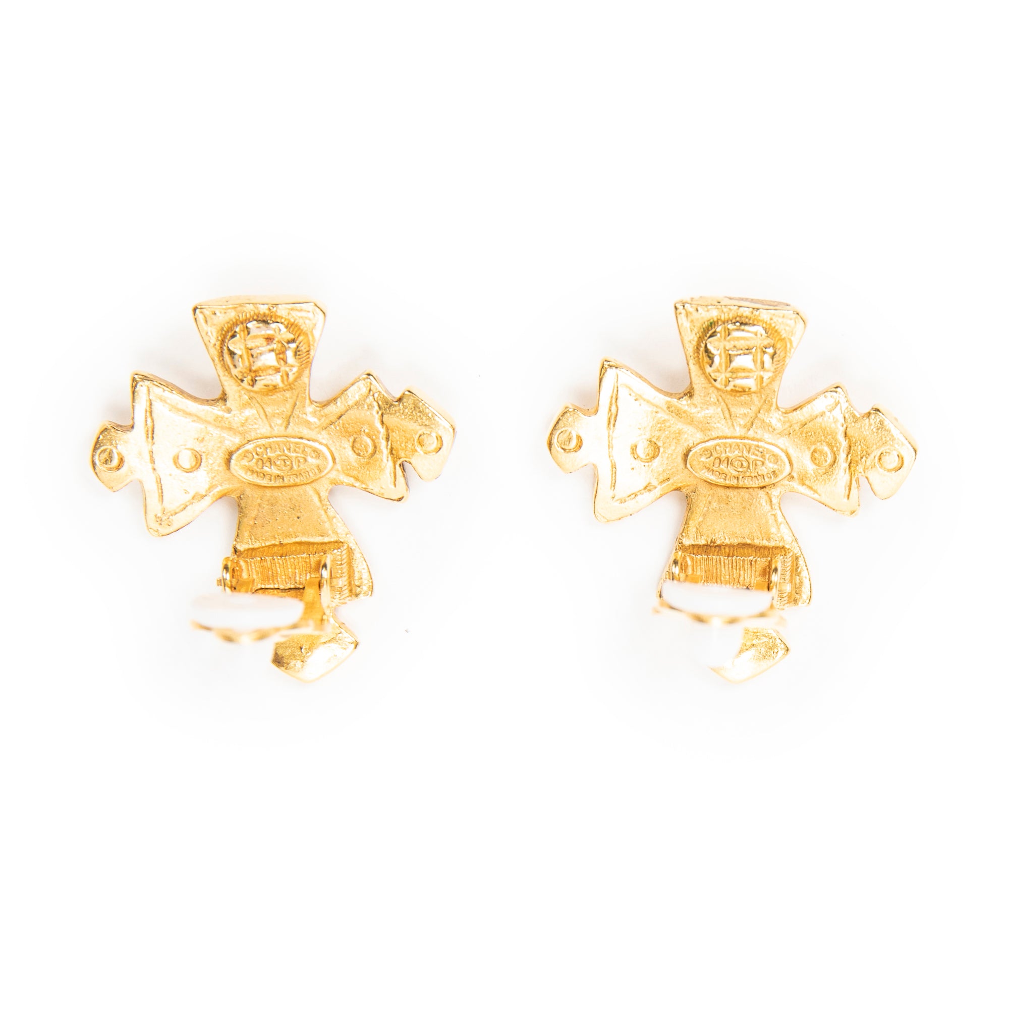 Earrings CC Cross Clip On Earrings Gold Gold Plated