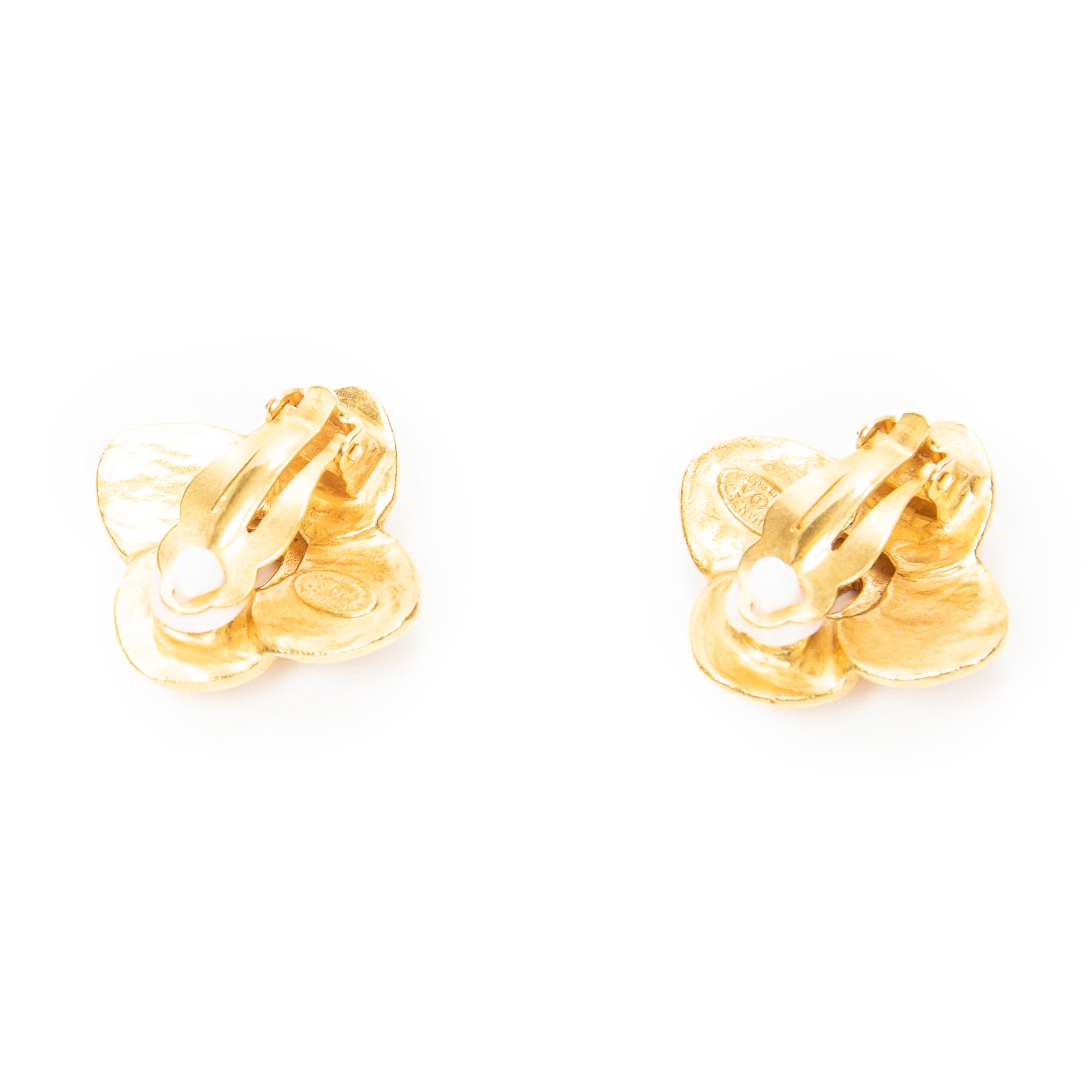 Earrings CC Clover-Shaped Clip On Earrings Gold Gold Plated