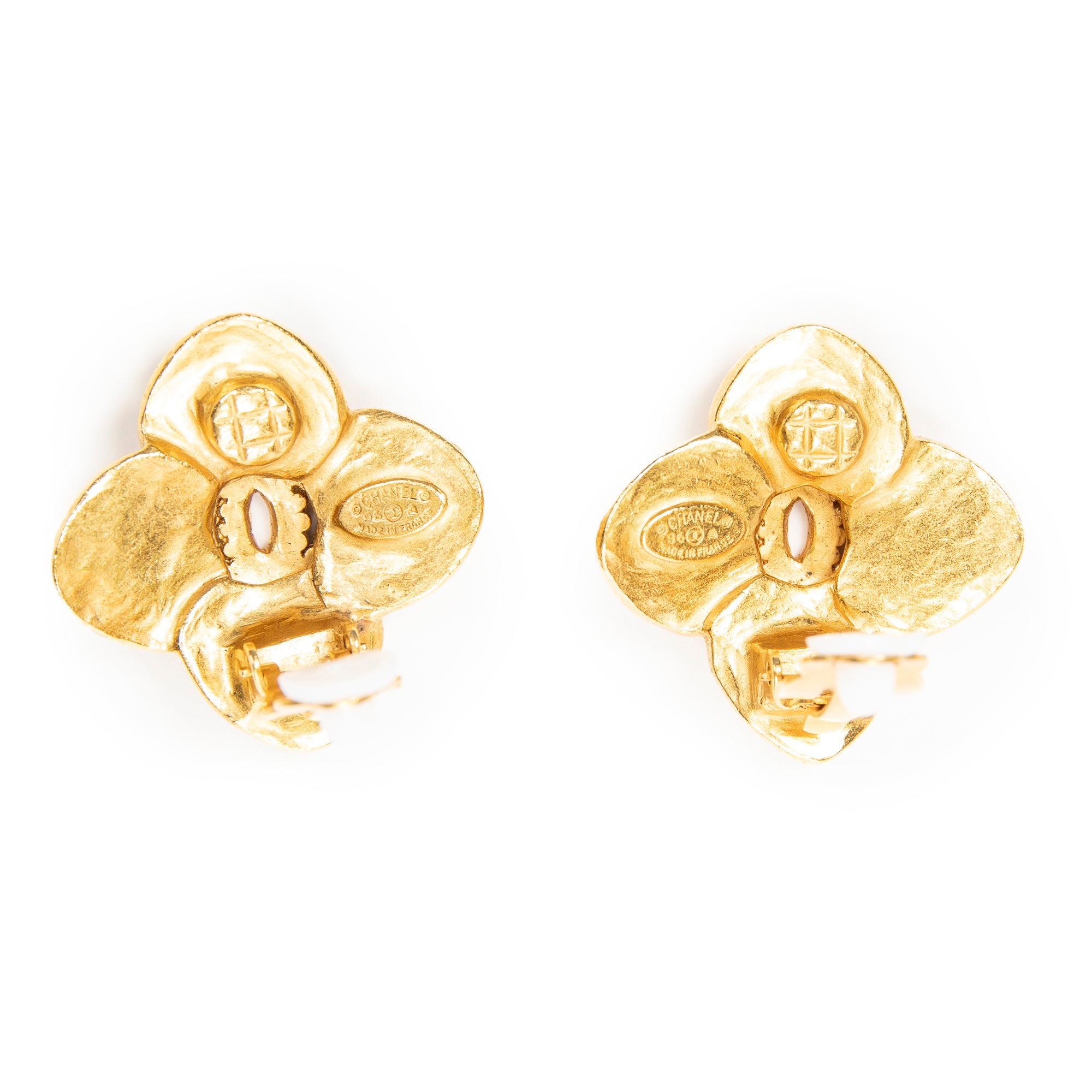 Earrings CC Clover-Shaped Clip On Earrings Gold Gold Plated