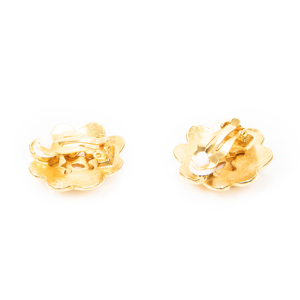 Earrings CC Floral Clip On Earrings Gold Gold Plated