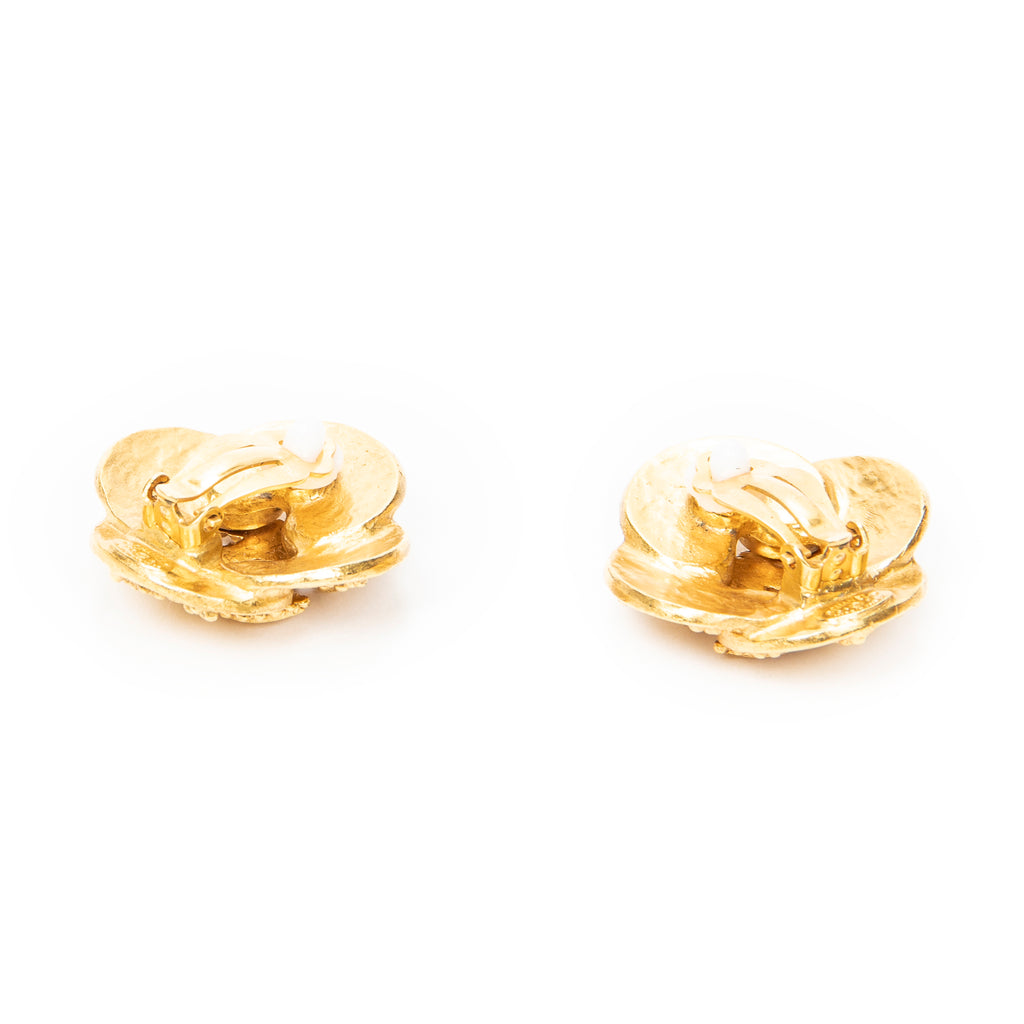 Earrings CC Clover-Shaped Clip On Earrings Gold Gold Plated