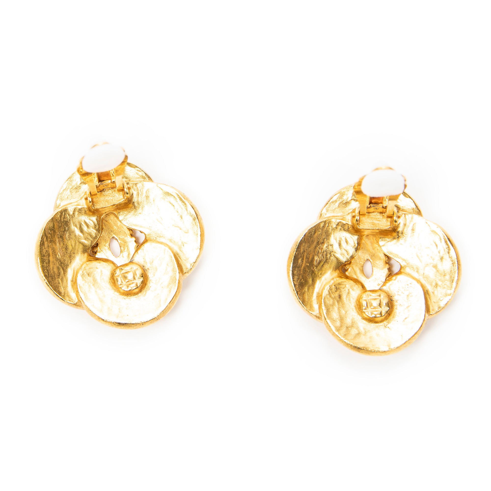 Earrings CC Clover-Shaped Clip On Earrings Gold Gold Plated