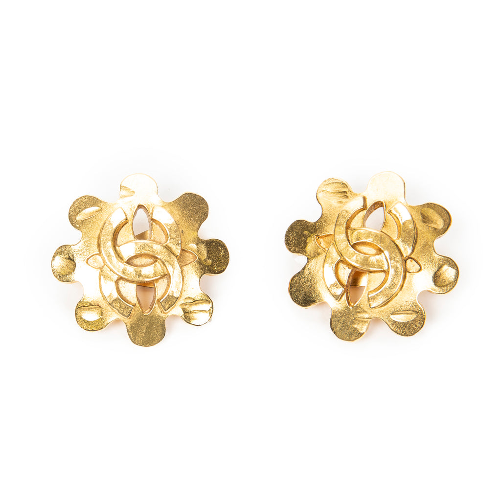 Earrings CC Floral Clip On Earrings Gold Gold Plated