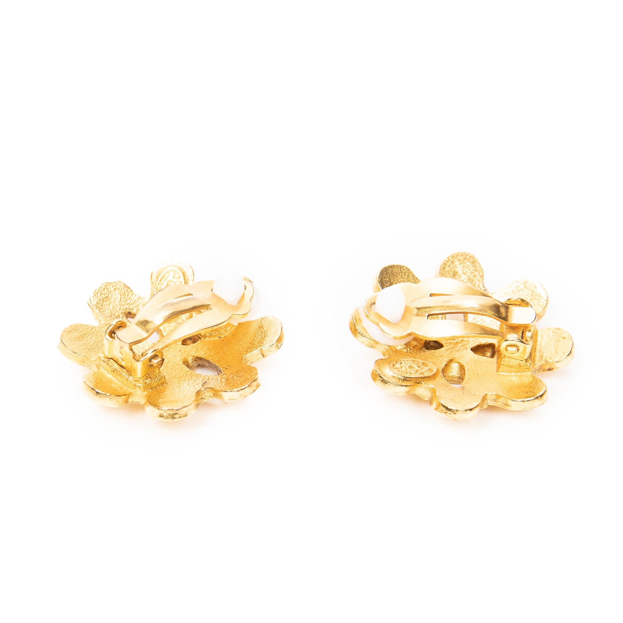 Earrings CC Floral Clip On Earrings Gold Gold Plated