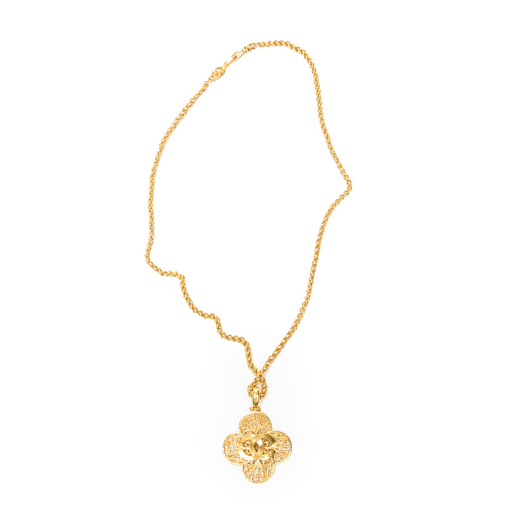 Necklace CC Clover Pendant Necklace Gold Gold Plated