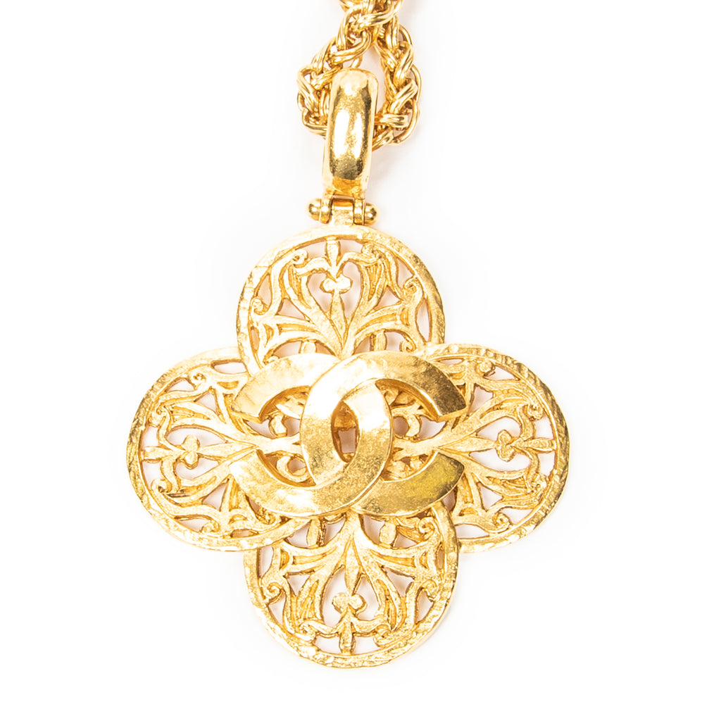 Necklace CC Clover Pendant Necklace Gold Gold Plated