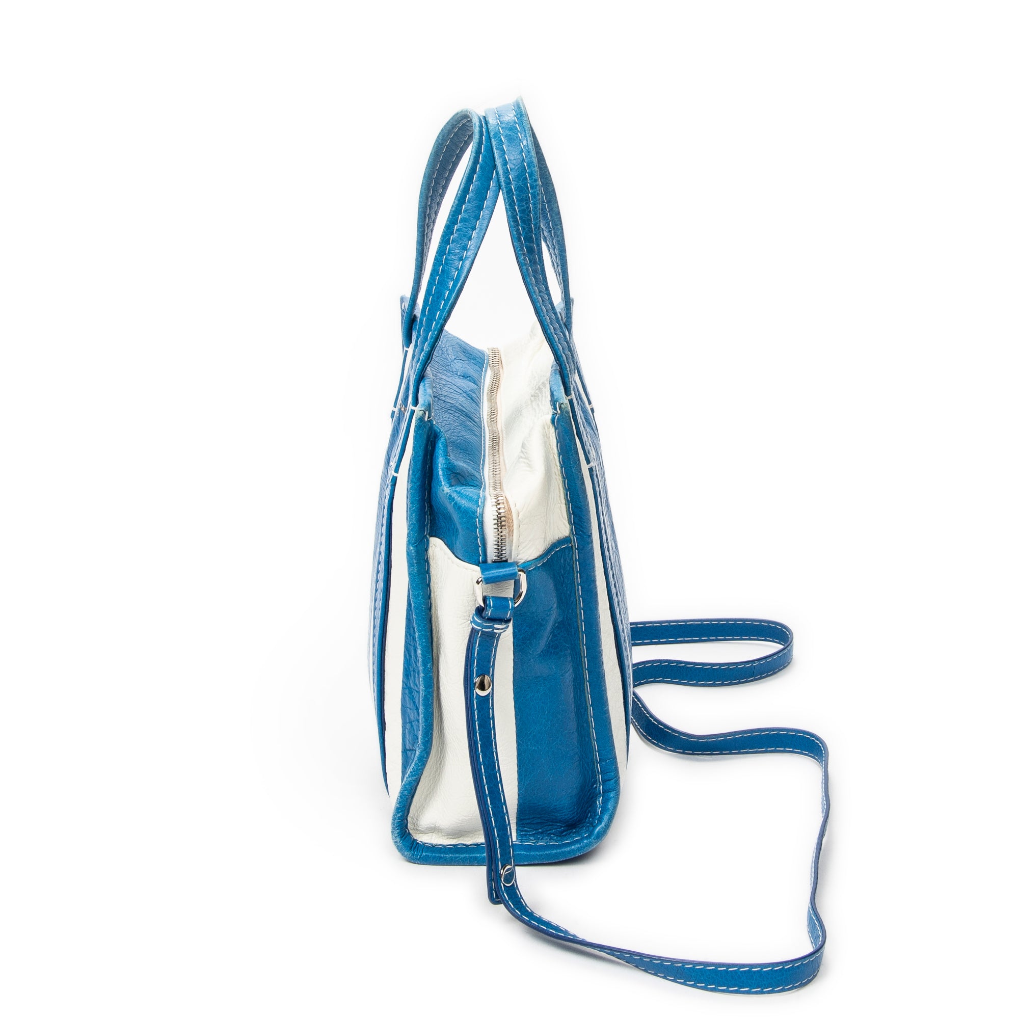 Shoulder Bag XS Bazar Shopper Blue Distressed Calfskin Leather