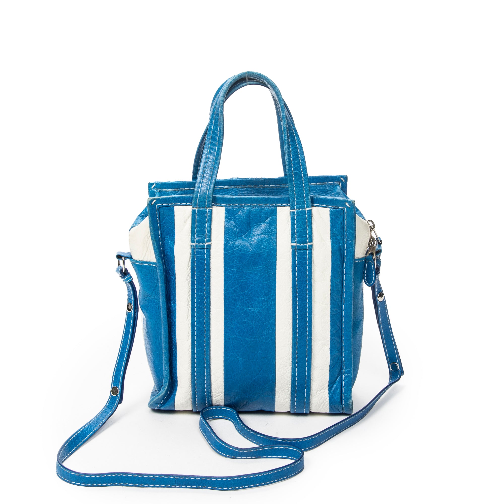 Shoulder Bag XS Bazar Shopper Blue Distressed Calfskin Leather