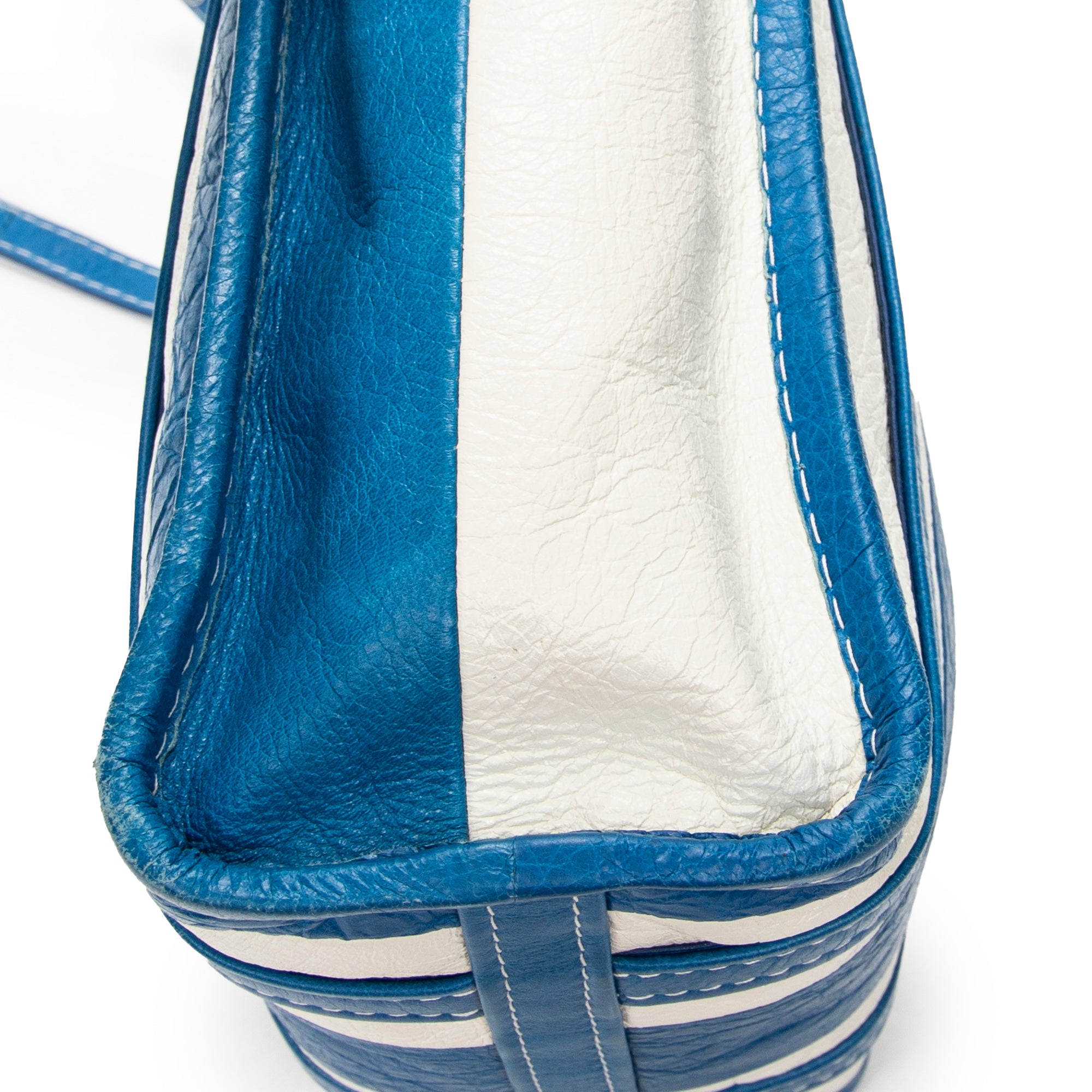 Shoulder Bag XS Bazar Shopper Blue Distressed Calfskin Leather