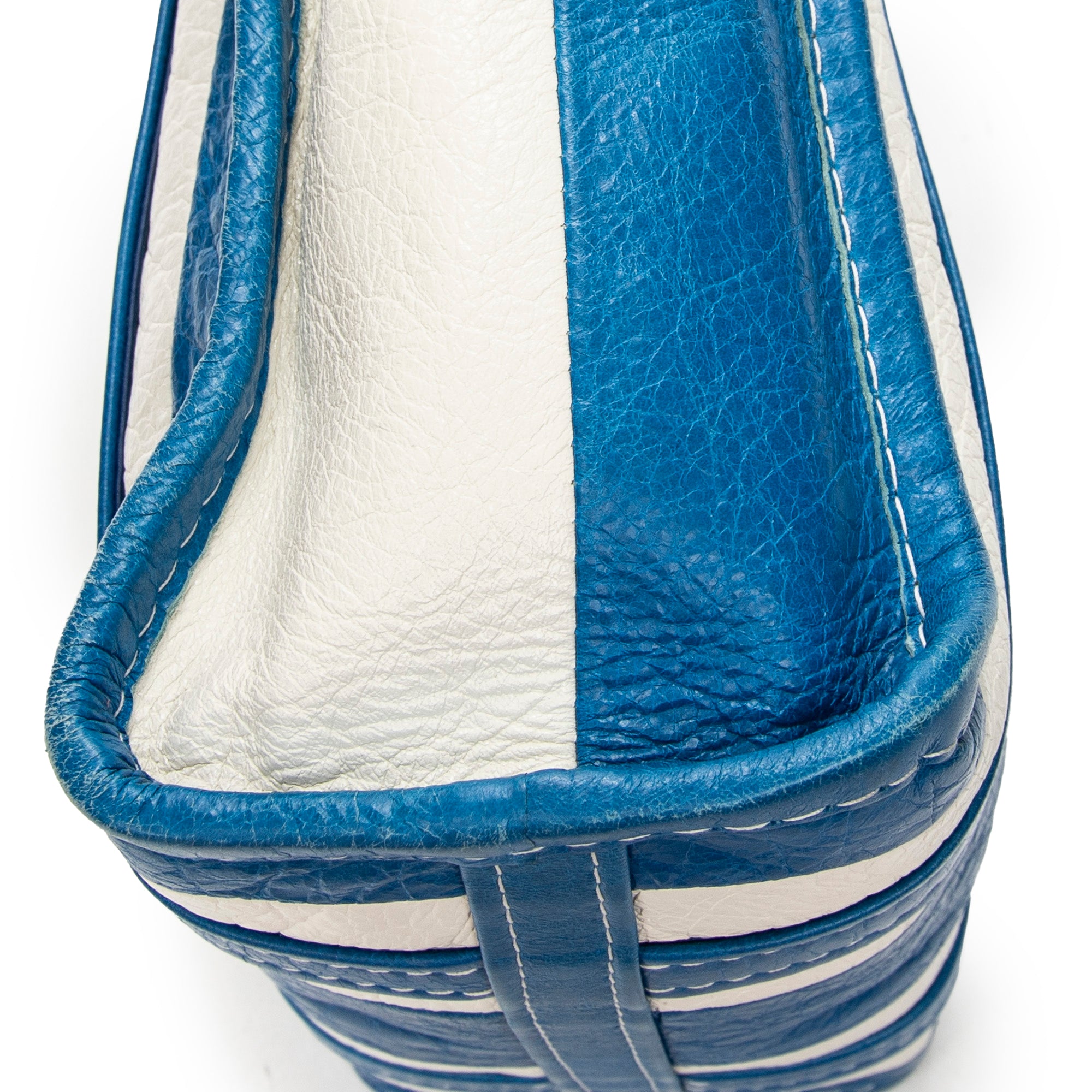 Shoulder Bag XS Bazar Shopper Blue Distressed Calfskin Leather