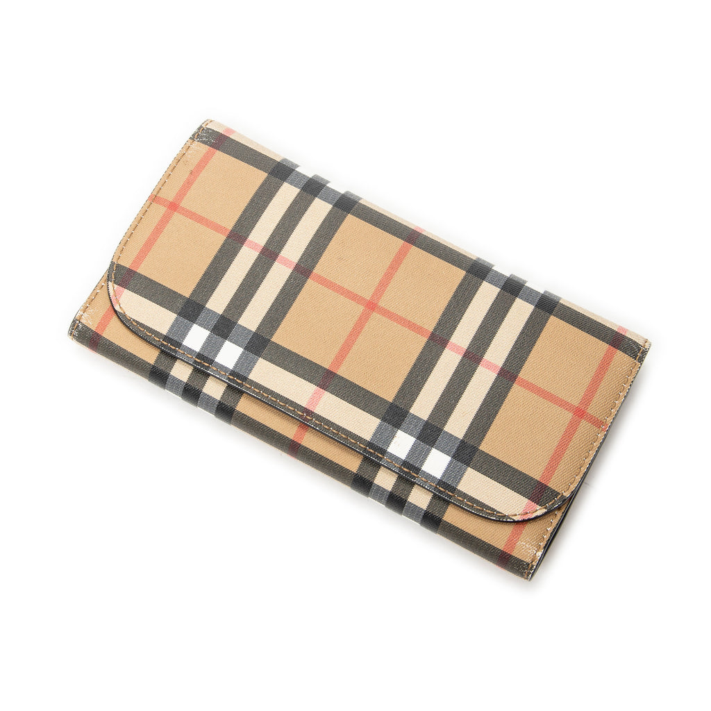 Wallet Continental Flap Wallet Brown Nova Check Coated Canvas