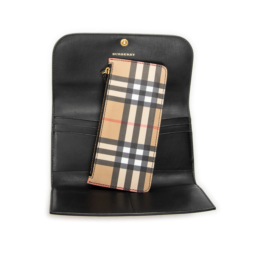Wallet Continental Flap Wallet Brown Nova Check Coated Canvas