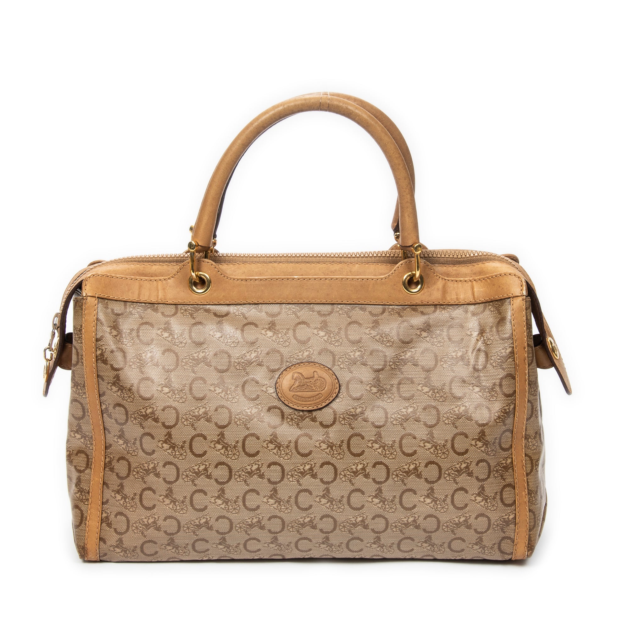 Handbag Vintage Carriage Bowler Beige C Carriage Coated Canvas