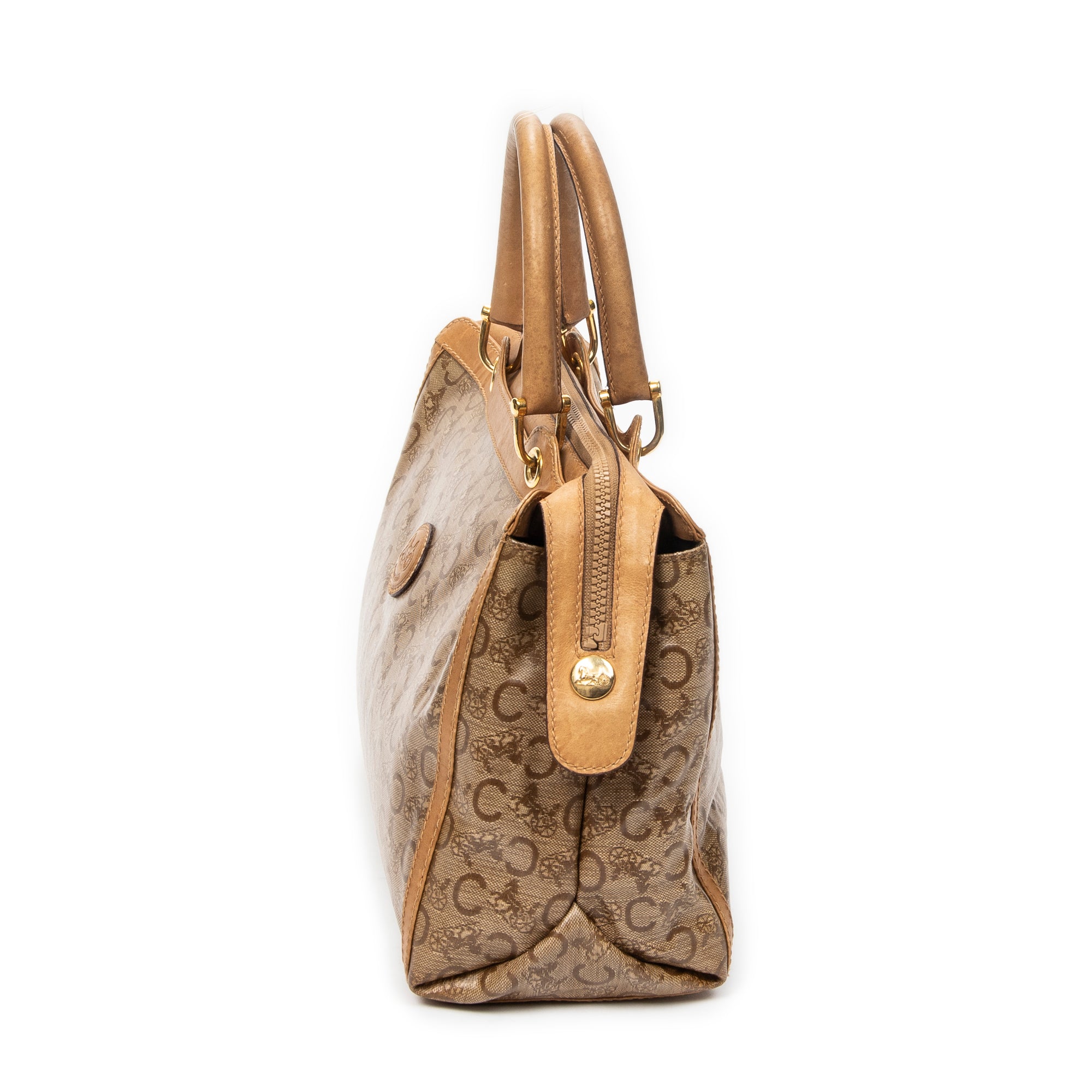 Handbag Vintage Carriage Bowler Beige C Carriage Coated Canvas