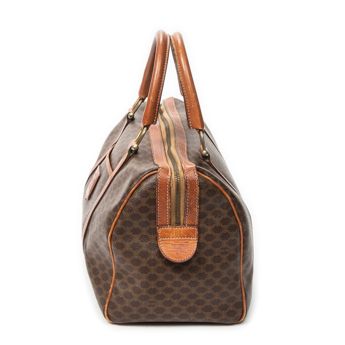 Handbag Medium Boston Brown Macadam Coated Canvas