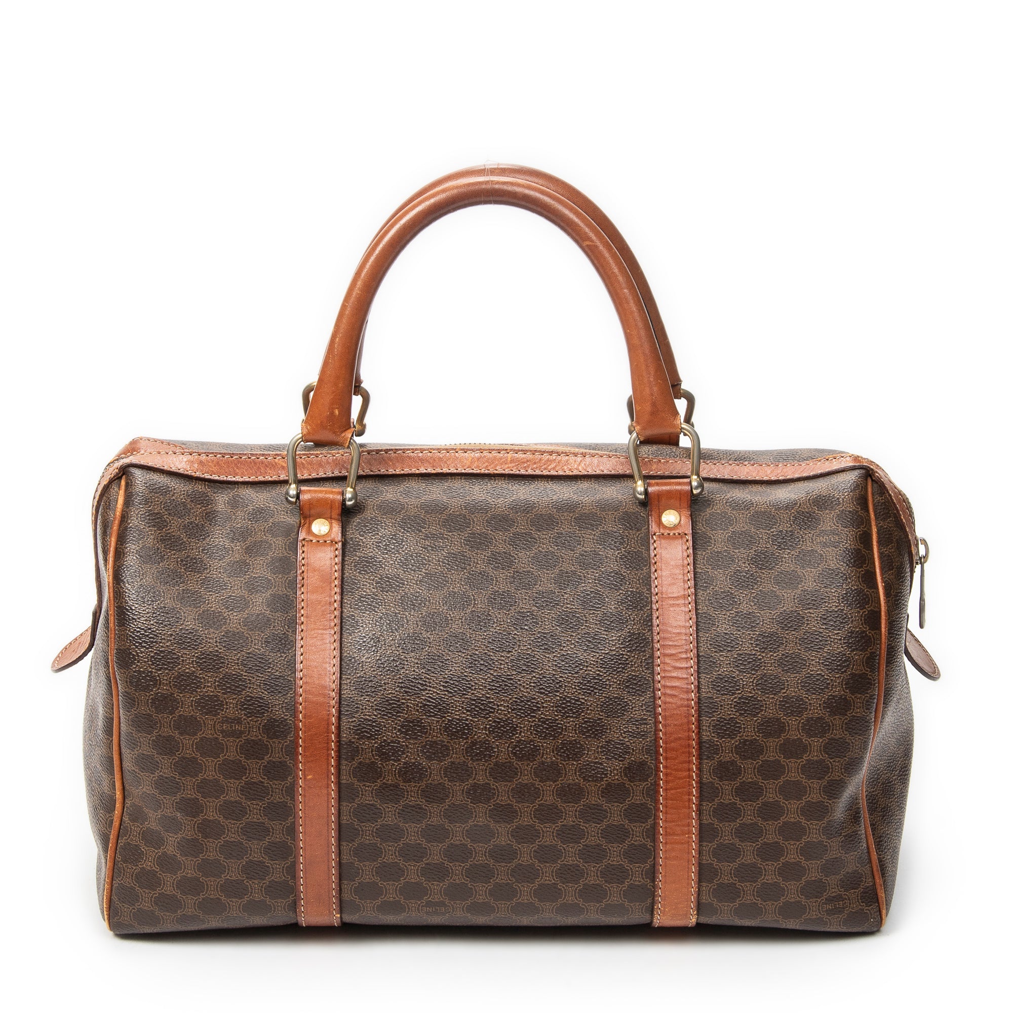 Handbag Medium Boston Brown Macadam Coated Canvas
