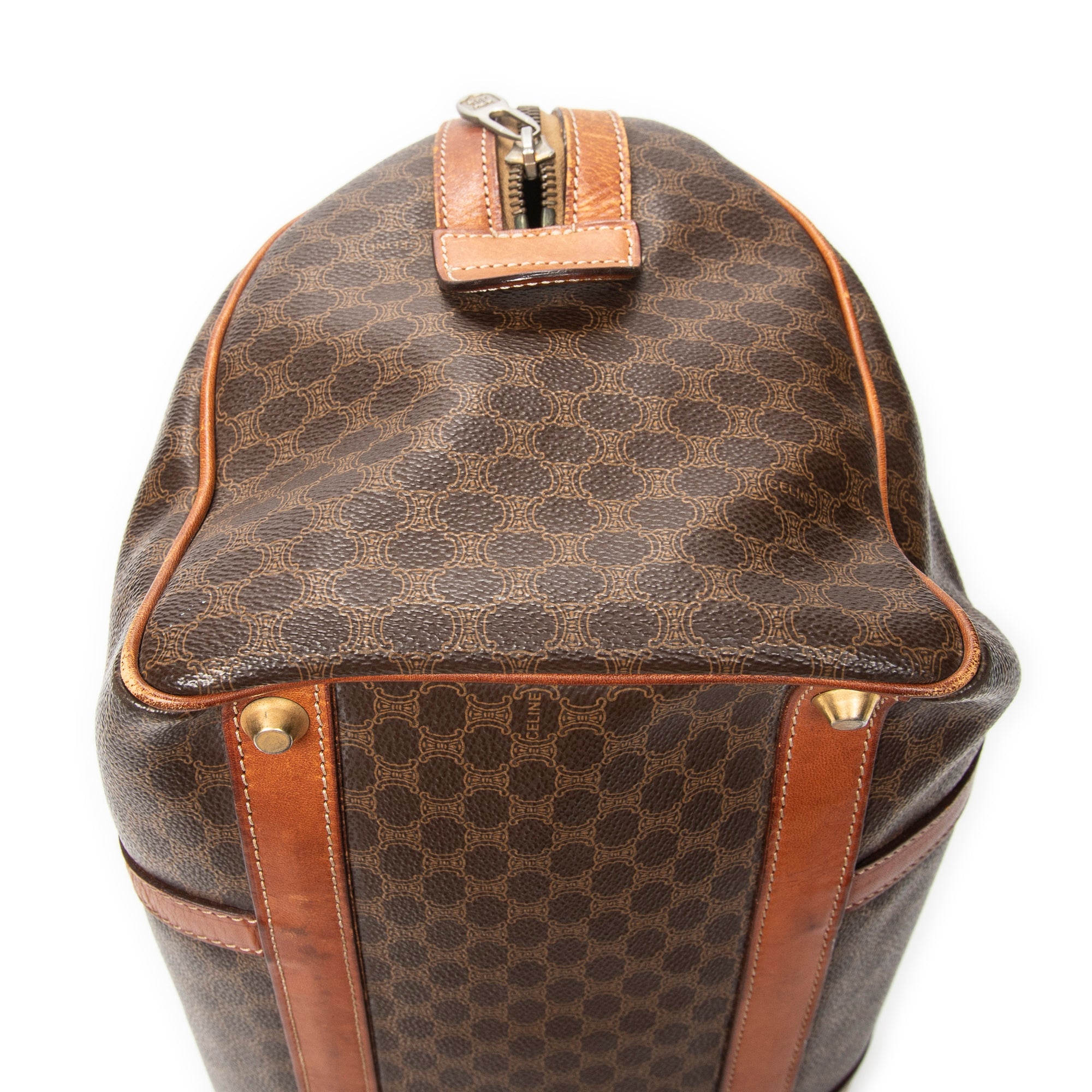Handbag Medium Boston Brown Macadam Coated Canvas
