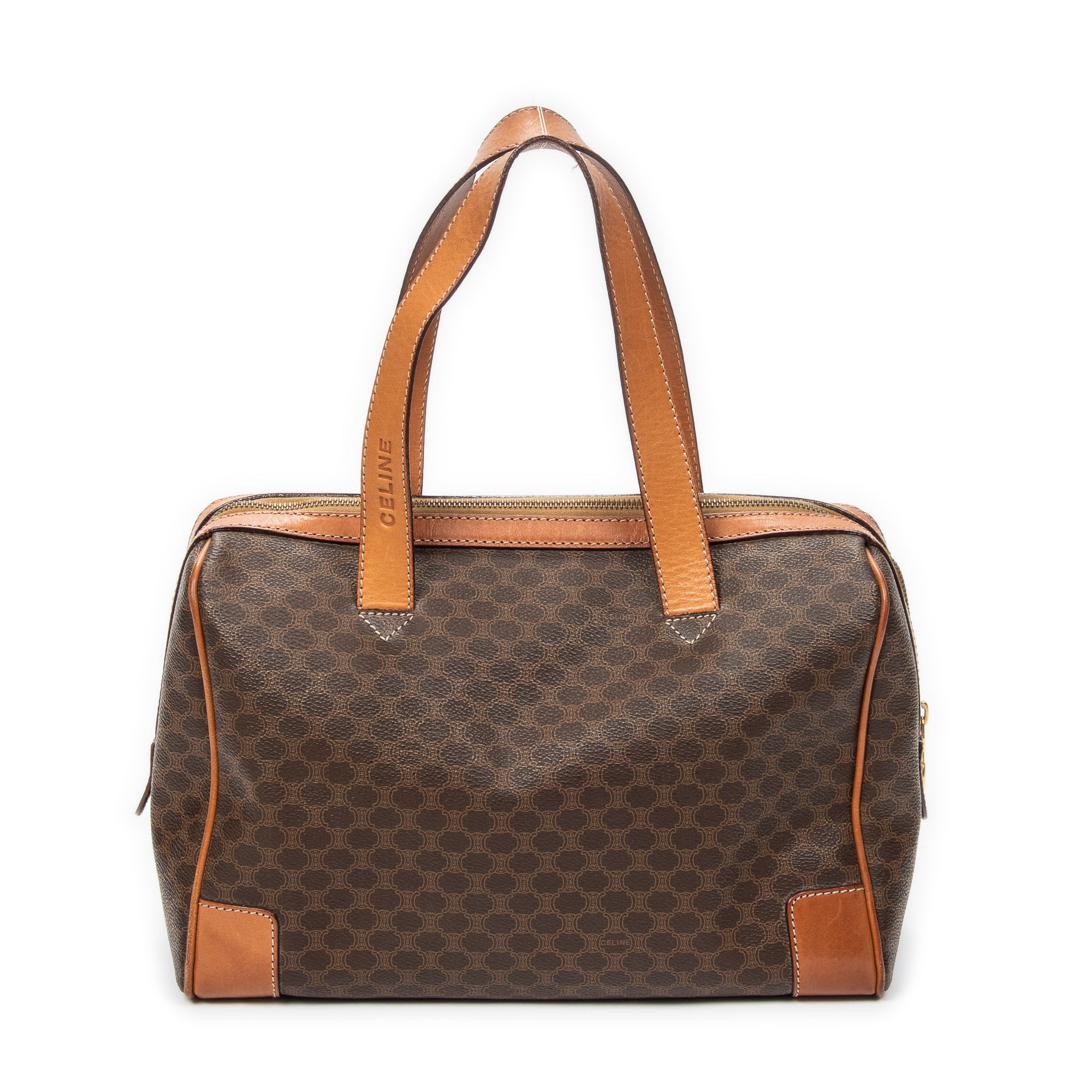 Handbag Vintage Small Boston Brown Macadam Coated Canvas