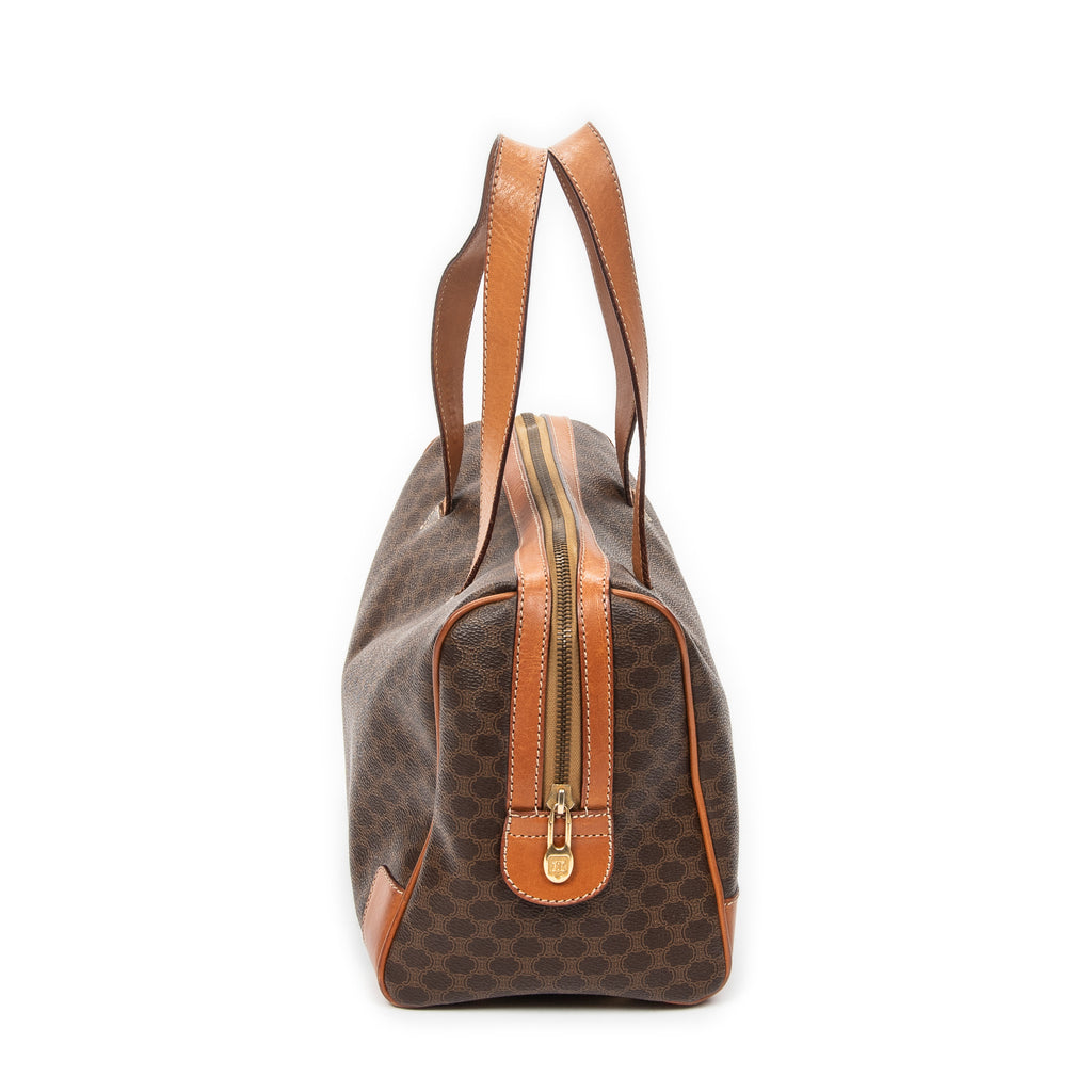 Handbag Vintage Small Boston Brown Macadam Coated Canvas