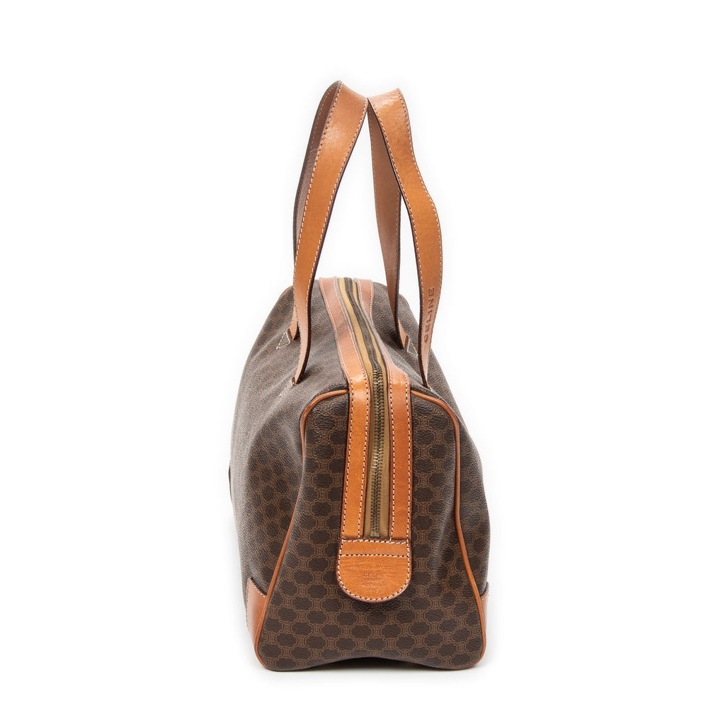 Handbag Vintage Small Boston Brown Macadam Coated Canvas