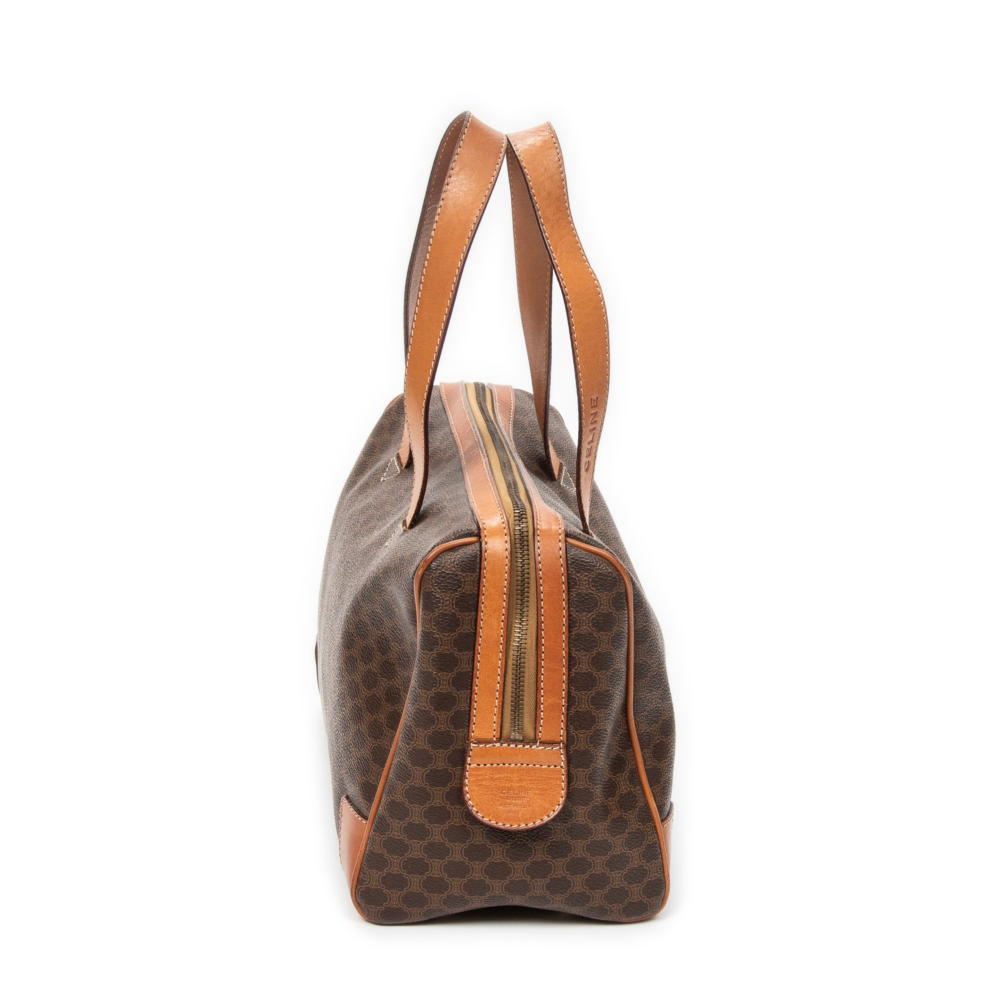 Handbag Vintage Small Boston Brown Macadam Coated Canvas