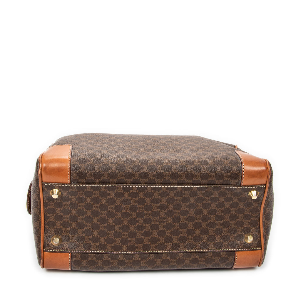 Handbag Vintage Small Boston Brown Macadam Coated Canvas