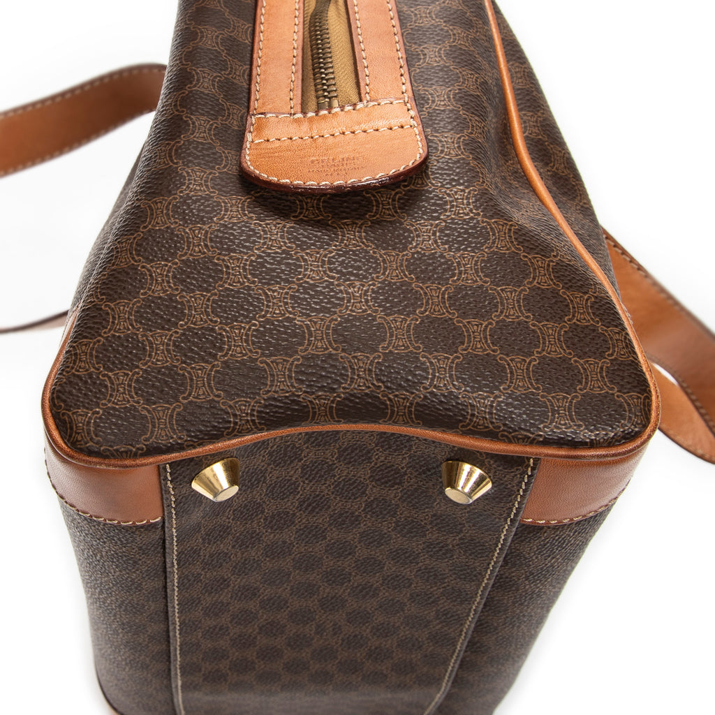 Handbag Vintage Small Boston Brown Macadam Coated Canvas